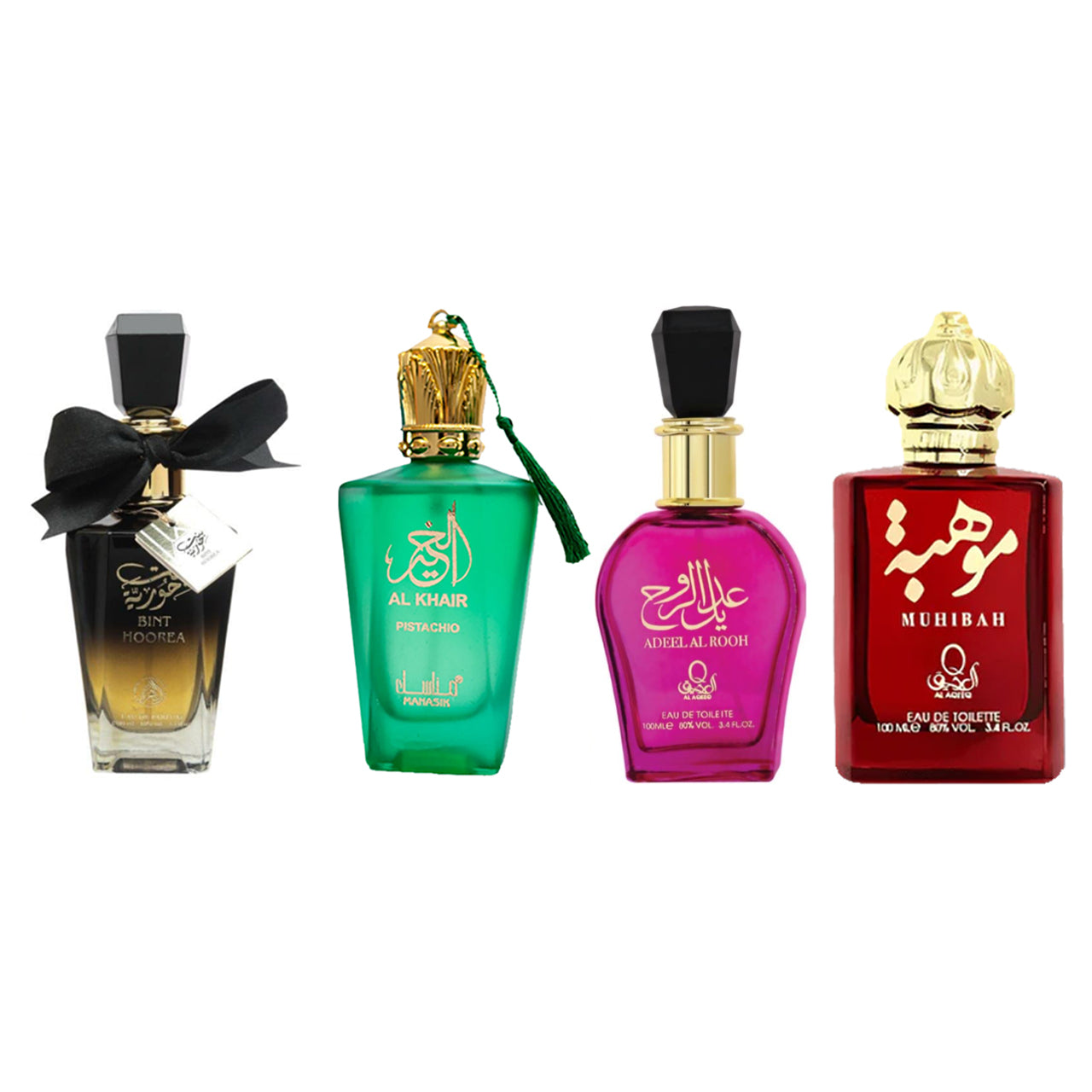 Set 4 Parfumuri Arabesti de Dama 100ml - Bint Hoorea +Al Khair Pistachio + Adeel Al Rooh + Muhibah