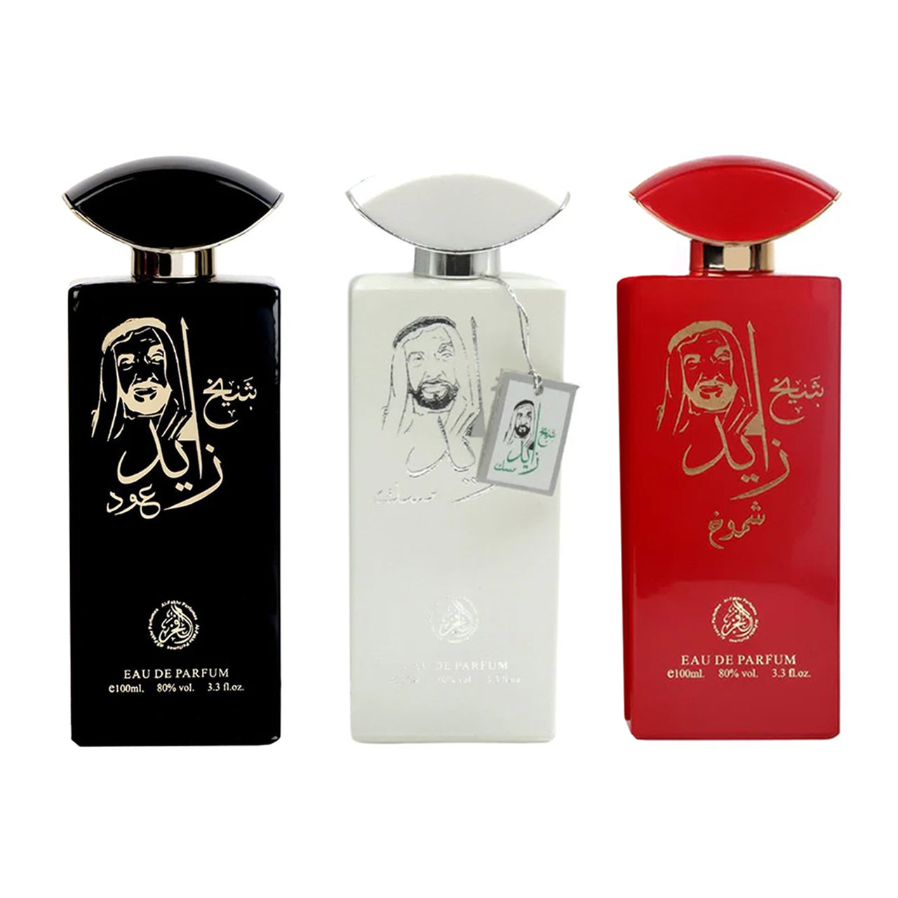 Set 3 Parfumuri Arabesti (2x Barbatesti + 1x Unisex) 100ml - Sheikh Zayed Oud Black + Sheikh Zayed Oud White + Sheikh Zayed Oud Rouge